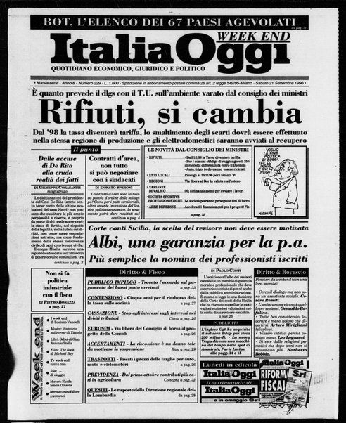 Italia oggi : quotidiano di economia finanza e politica